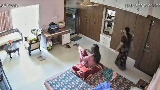 Sexy Daughter And Her Big Ass Indian Step Mother Changing Clothes CCTV Cam Recorded