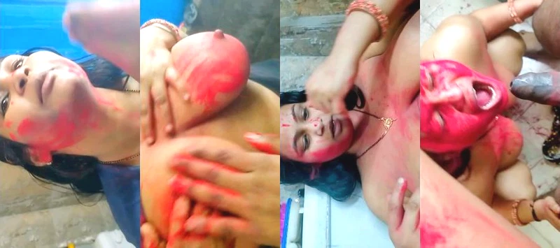 Fucking Wife on Holi Day with Color