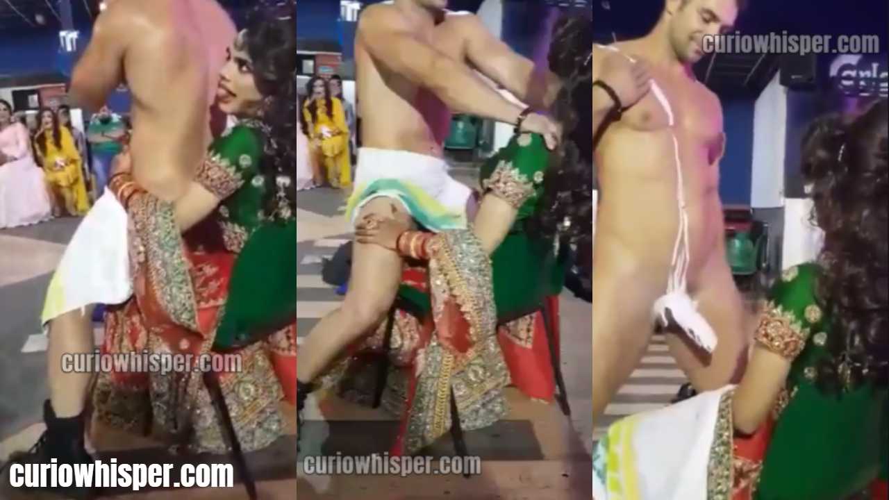 Indian Bride Enjoying a Male Stripper at Her Wedding Party