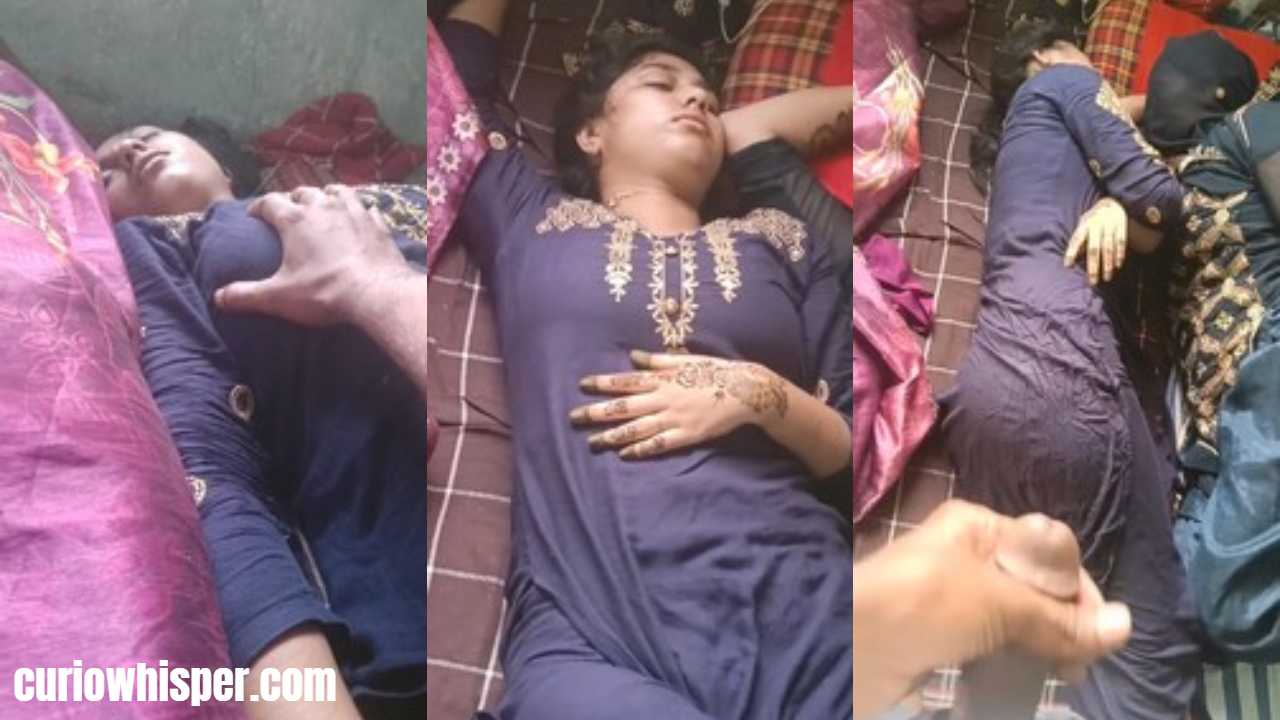 Sleeping Sister Boobs Pressed By Brother While Jerking